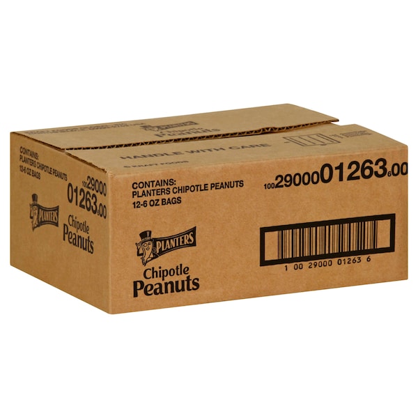 Planters Planters Bolsa Grande de 6 oz de Cacahuate Chipotle, Paquete de 12 - 10029000012636