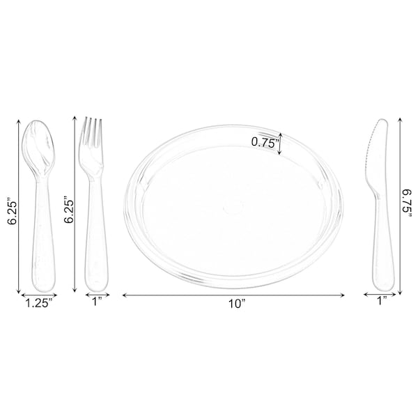 Basicwise Reusable Cutlery Set of 4 Plastic Plates, Spoons, Forks and Knives for Baby and Toddlers, Blue - QI003831.BL