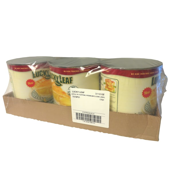 Hoja afortunada. Relleno premium de fruta de manzana Lucky Leaf Or Topping #10 Can, PK3 - FFPFP0242LKL01