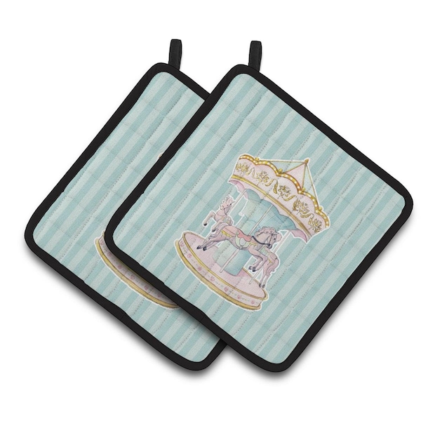 Carolines Treasures Carousel Pair of Pot Holders - BB6857PTHD