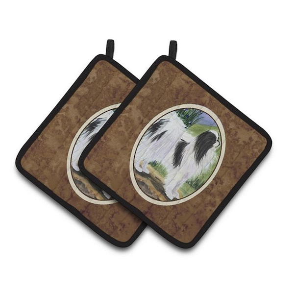Carolines Treasures Japanese Chin Pair of Pot Holders, 7.5 x 3 x 7.5 in. - SS8028PTHD