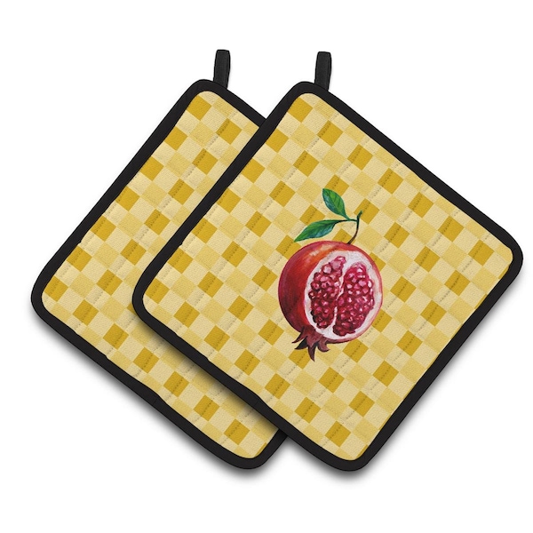 Carolines Treasures Sliced Pomegranate on Basketweave Pair of Pot Holders - BB7250PTHD
