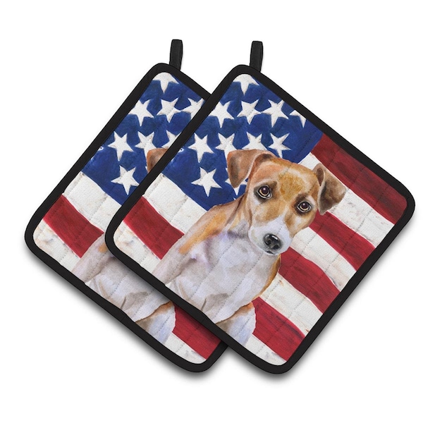 Carolines Treasures Jack Russell Terrier No. 2 Patriotic Pair of Pot Holders - BB9713PTHD