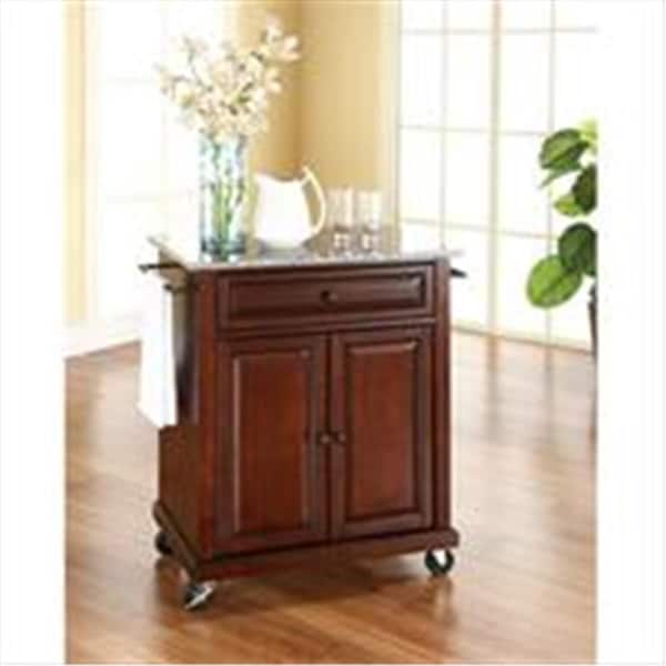 Betterbeds Crosley Furniture Solid Granite Top Portable Kitchen Cart-Island in Vintage Mahogany Finish - BE96693