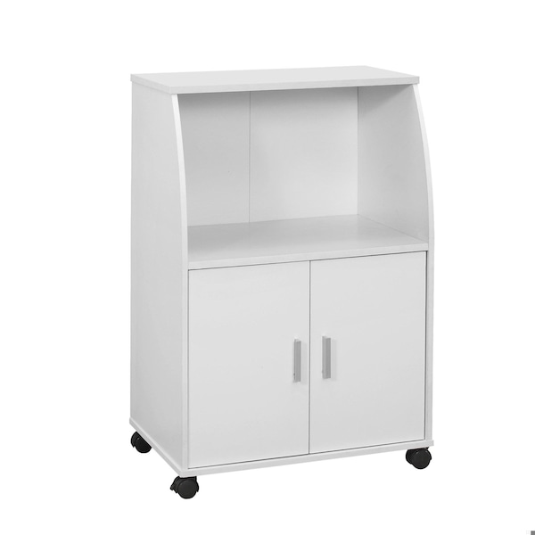 Homeroots 33 in. White on Castors Kitchen Cart - 333052