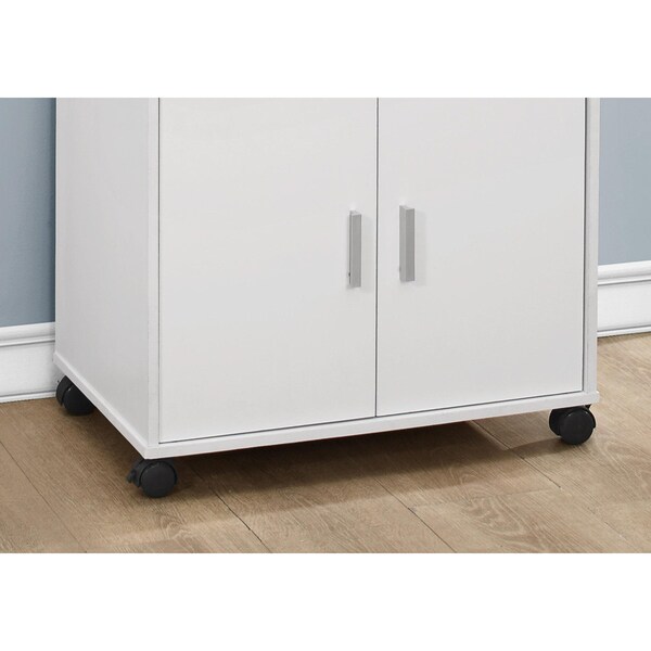 Homeroots 33 in. White on Castors Kitchen Cart - 333052