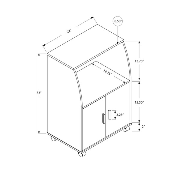 Homeroots 33 in. White on Castors Kitchen Cart - 333052