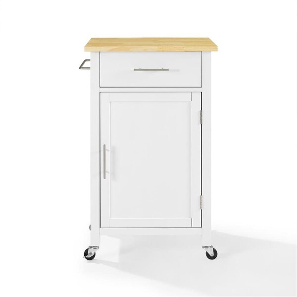 Kd Aparador Savannah Wood Top Compact Kitchen Island Cart - White - Natural - KD3046403