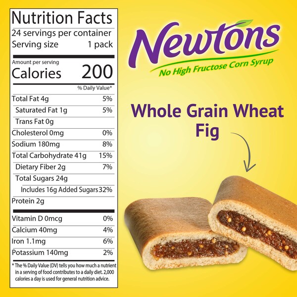 Nuevo bocadillo individual de 2 oz de Fig Newton de Nabisco, paquete de 48.