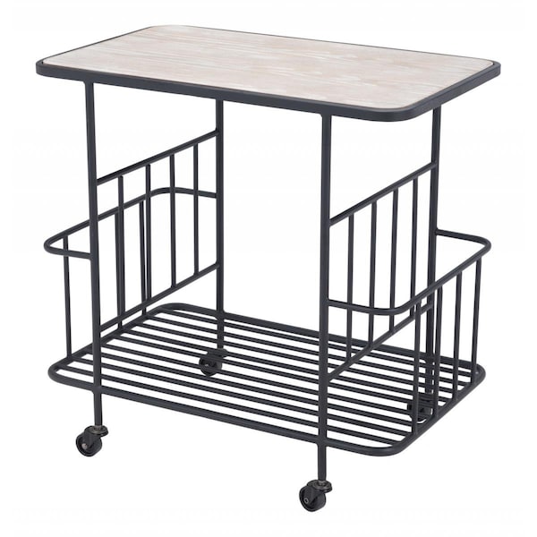 Homeroots 24 x 24 x 15 in. Argus Bar Cart, Black - 396332