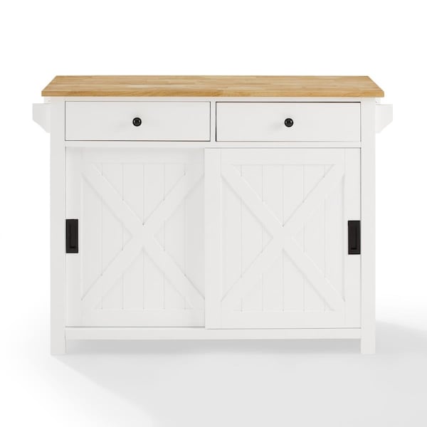 Kd Aparador Laurel Kitchen Island & Cart, White & Natural - KD3049088