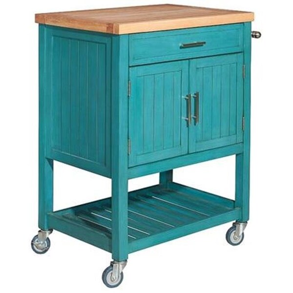 Powell Powell D1008A15T 37 x 30 x 20.33 in. Conrad Kitchen Cart; Teal - D1008A15T
