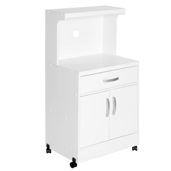 Kd Muebles De Dormitorio 16 x 45 x 23.5 in. Shelby Kitchen Wooden Microwave Cart, White - KD2536500