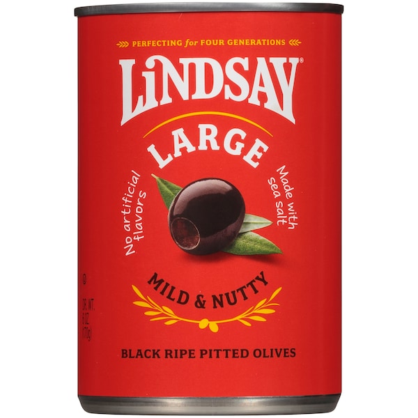 Lindsay Aceitunas Negras Grandes sin Hueso 6 oz., Paquete de 24 - A001163