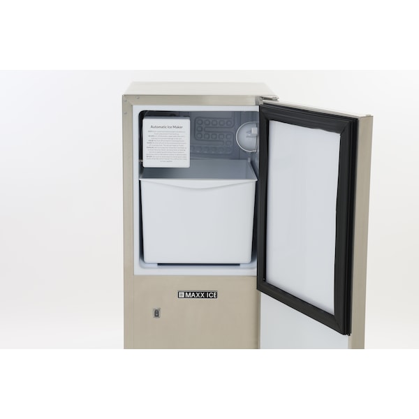 Maxx Ice Shallow Depth Outdoor Built-In Undercounter Ice Maker, 15 in., 25 lbs, Crescent Cubes, Stainless Steel - MIM25CO
