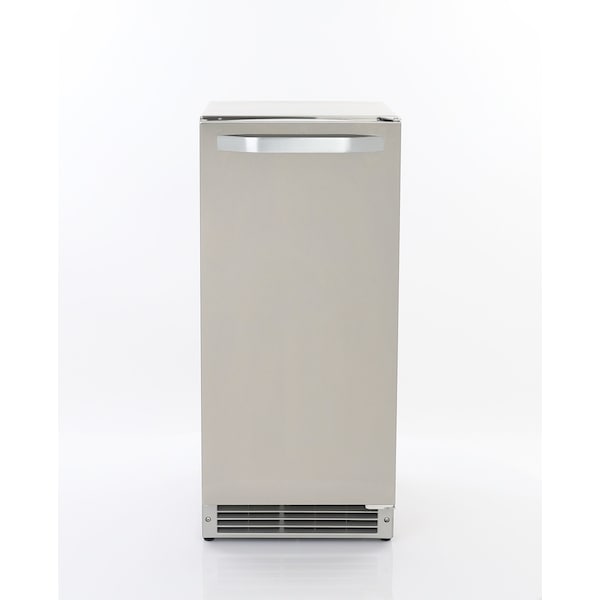 Maxx Ice Shallow Depth Outdoor Built-In Undercounter Ice Maker, 15 in., 25 lbs, Crescent Cubes, Stainless Steel - MIM25CO
