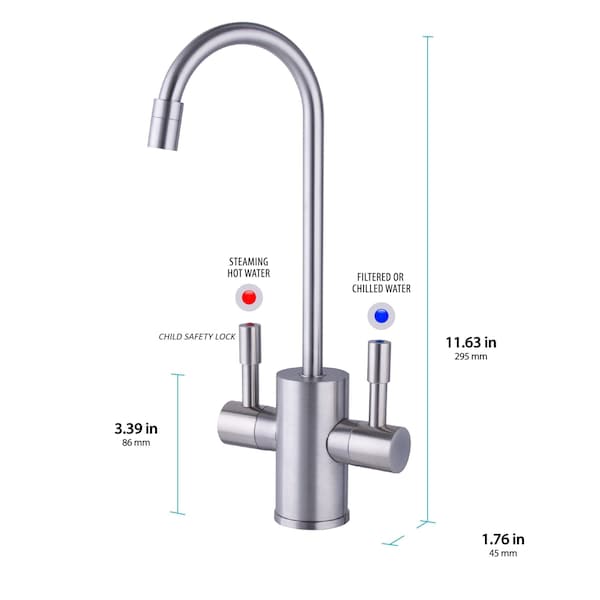 Ready Hot Compact Hot and Cold Water Dispenser with Brushed Nickel Faucet - 41-RH-150-F560-BN