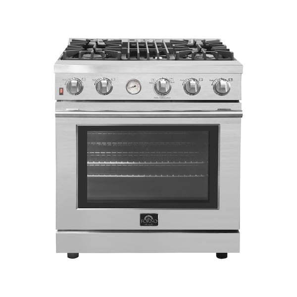 Forno Moraduccio 30In. Freestanding Gas Range, 4 Burners - FFSGS6228-30S