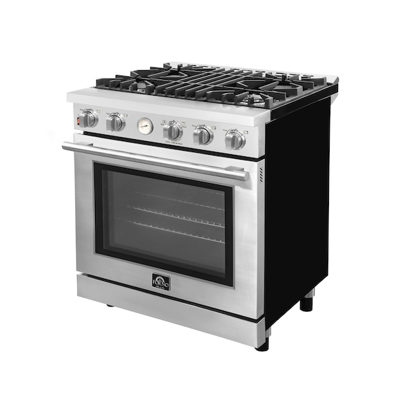 Forno Moraduccio 30In. Freestanding Gas Range, 4 Burners - FFSGS6228-30S