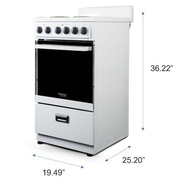Premium Levella 20" 4-Burner Electric Stove in White -  PRE2025GW