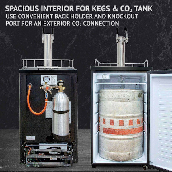 Ivation 4.9 cu. ft. 20 in. Dual Tap Black Beer Kegerator - IVBKADT491B