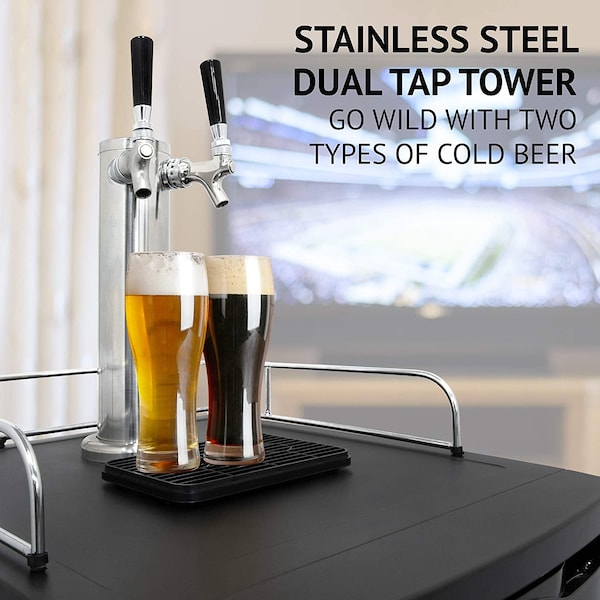 Ivation 4.9 cu. ft. 20 in. Dual Tap Black Beer Kegerator - IVBKADT491B
