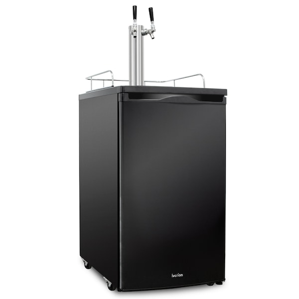 Ivation 4.9 cu. ft. 20 in. Dual Tap Black Beer Kegerator - IVBKADT491B