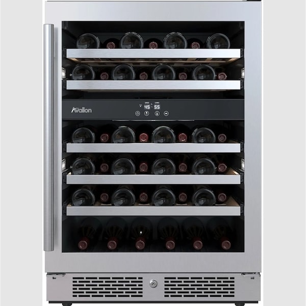 Avallon 24 Inch Wide 45 Bottle Capacity Dual Zone Wine Cooler with Right Swing Door - AWC242DZRH