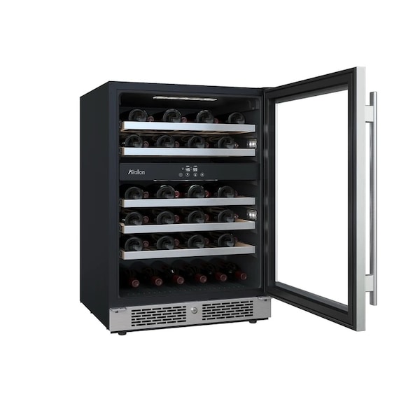 Avallon 24 Inch Wide 45 Bottle Capacity Dual Zone Wine Cooler with Right Swing Door - AWC242DZRH
