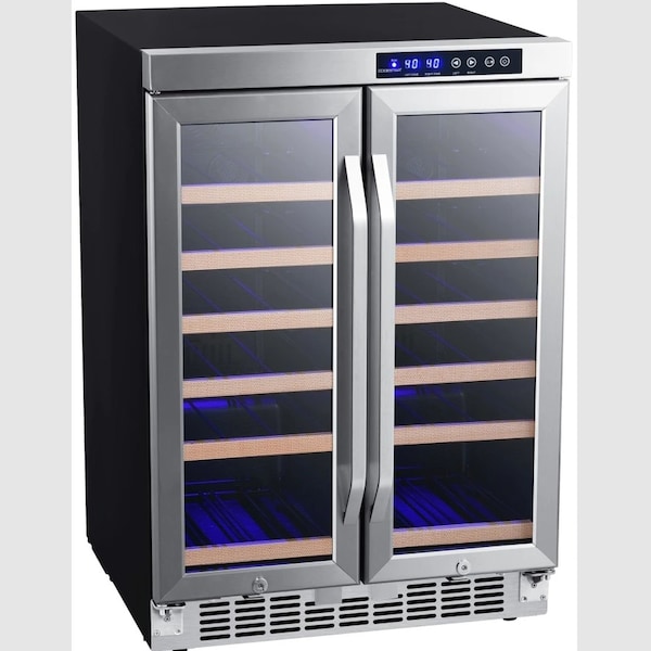 Edgestar 24 Inch Wide 36 Bottle BuiltIn Wine Cooler with Dual Cooling Zones and French Doors - CWR362FD