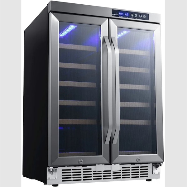 Edgestar 24 Inch Wide 36 Bottle BuiltIn Wine Cooler with Dual Cooling Zones and French Doors - CWR362FD