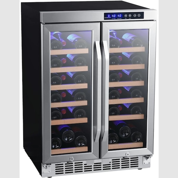 Edgestar 24 Inch Wide 36 Bottle BuiltIn Wine Cooler with Dual Cooling Zones and French Doors - CWR362FD