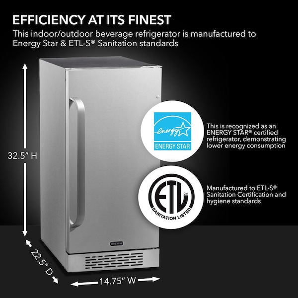 Whynter Whynter BOR-326FS Energy Star Stainless Steel 3.0 cu. ft. Indoor/Outdoor Beverage Refrigerator - BOR-326FS
