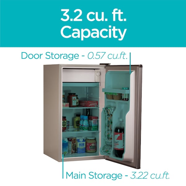 Black & Decker Compact Refrigerator Energy Star Single Door Mini Fridge with Freezer, 3.2 Cubic Ft., VCM - BCRK32V