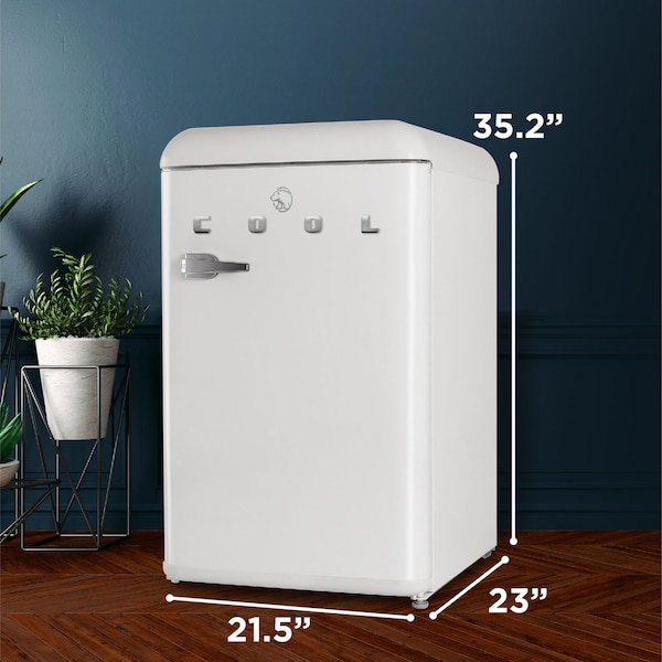Commercial Cool 4.4 Cu. Ft. Refrigerator, Retro Fridge With Chrome Plate Handle, All-Refrigerator, White - CCRR4ALW