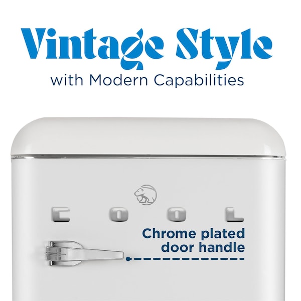 Commercial Cool 4.4 Cu. Ft. Refrigerator, Retro Fridge With Chrome Plate Handle, All-Refrigerator, White - CCRR4ALW