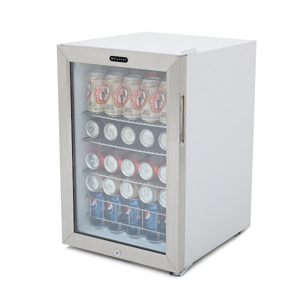 Whynter Beverage Refrigerator With Lock, Stainless Steel 90 Can Capacity - BR-091WS