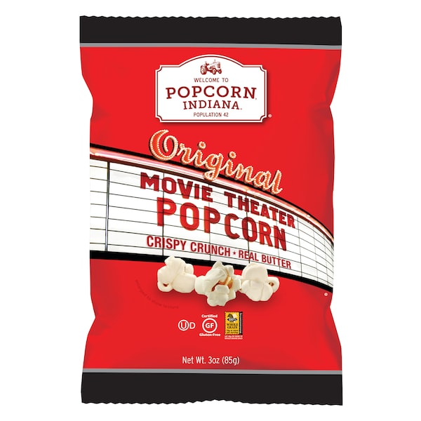 Palomitas de Maíz Popcorn Indiana 6 Paquetes de 3 oz. Cada uno, Tipo Cine, Paquete de 6 - 8435710052