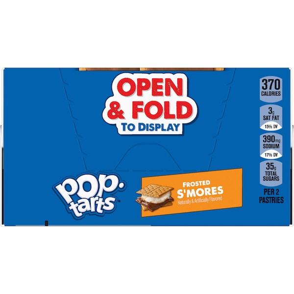 Kelloggs Pop-Tarts Frosted Open & Fold Display S'Mores Pastel 2 Piezas, PK72 - 3800022371

**Nota:** No estoy seguro de cómo traducir "pastry" en este contexto, por lo que lo traduje como "pastel".