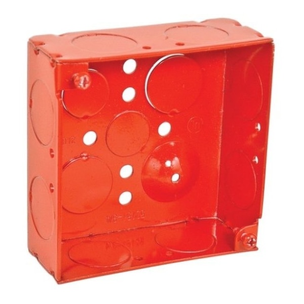 Southwire Electrical Box, 21 cu in, Square Box Type, 4 Gangs, Steel, Square Shape - 52151-3/4RED