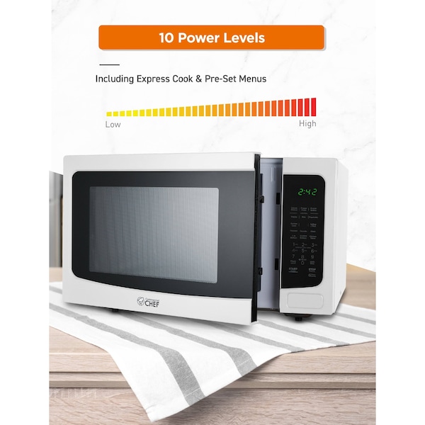 Commercial Chef 1.6 Cu. Ft. Countertop Microwave with Touch Controls & Digital Display, White Microwave - CHM16MW6