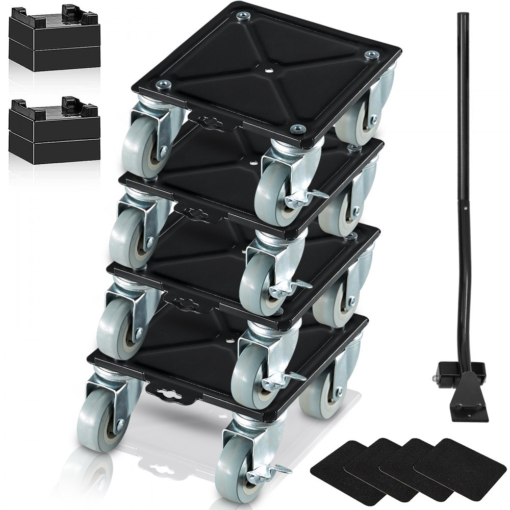 VEVOR Heavy Furniture Movers, Carbon Steel Furniture Mover Dolly with 4 360° PP Swivel Wheels, Furniture Lift Mover Tool Set for Moving Equipment Heavy Furniture Refrigerator Sofa, 1000Lbs Capacity - JYXTK41000LBSKSW6V0