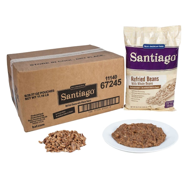 Frijoles pintos refritos Baf Santiago Santiago 29.77 oz. Bolsas, Paquete de 6 - 67245