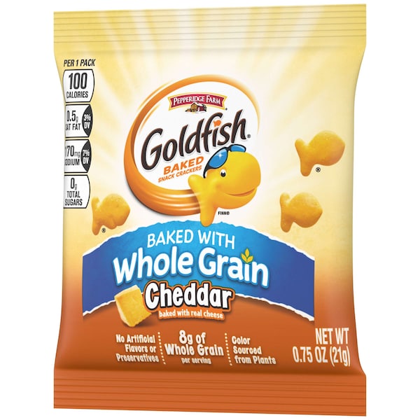 Galletas saladas Pepperidge Farms Goldfish de granos enteros con cheddar, 0.75 oz., paquete de 300 - 140018105