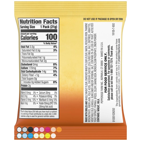 Galletas saladas Pepperidge Farms Goldfish de granos enteros con cheddar, 0.75 oz., paquete de 300 - 140018105