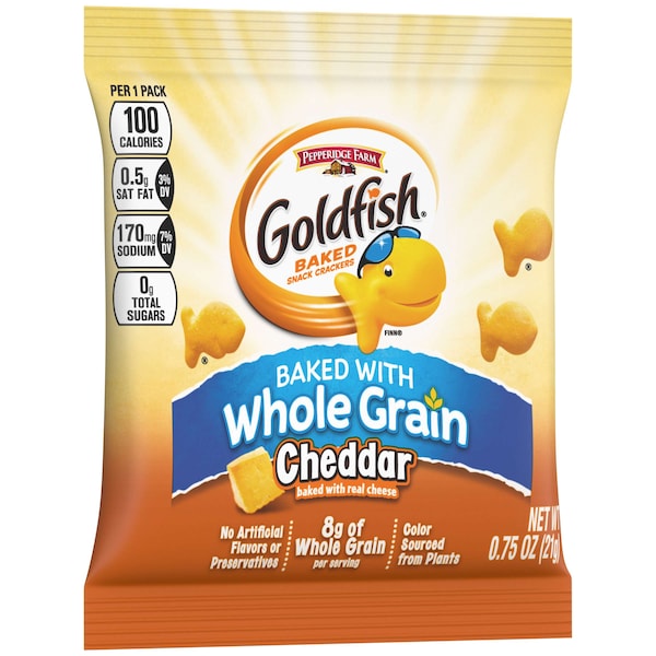 Galletas saladas Pepperidge Farms Goldfish de granos enteros con cheddar, 0.75 oz., paquete de 300 - 140018105