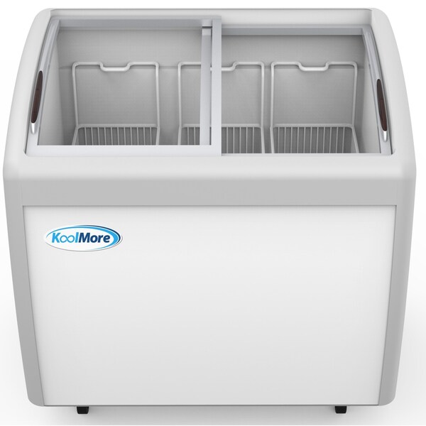 Koolmore Commercial Ice Cream Freezer Display Case, Glass Top Chest Freezer with 3 Storage Baskets - MCF-9C