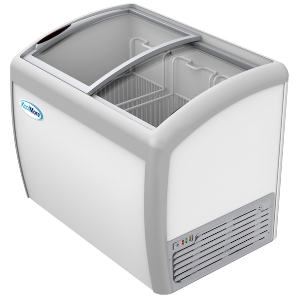 Koolmore Commercial Ice Cream Freezer Display Case, Glass Top Chest Freezer with 3 Storage Baskets - MCF-9C