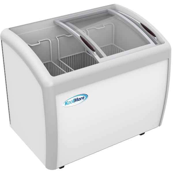 Koolmore Commercial Ice Cream Freezer Display Case, Glass Top Chest Freezer with 3 Storage Baskets - MCF-9C