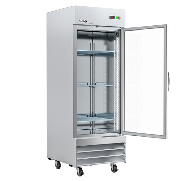 Koolmore Stainless-Steel Upright Freezer w/Reach-In Self-Close Glass Door, 3 Storage Shelves - RIF-1D-GD